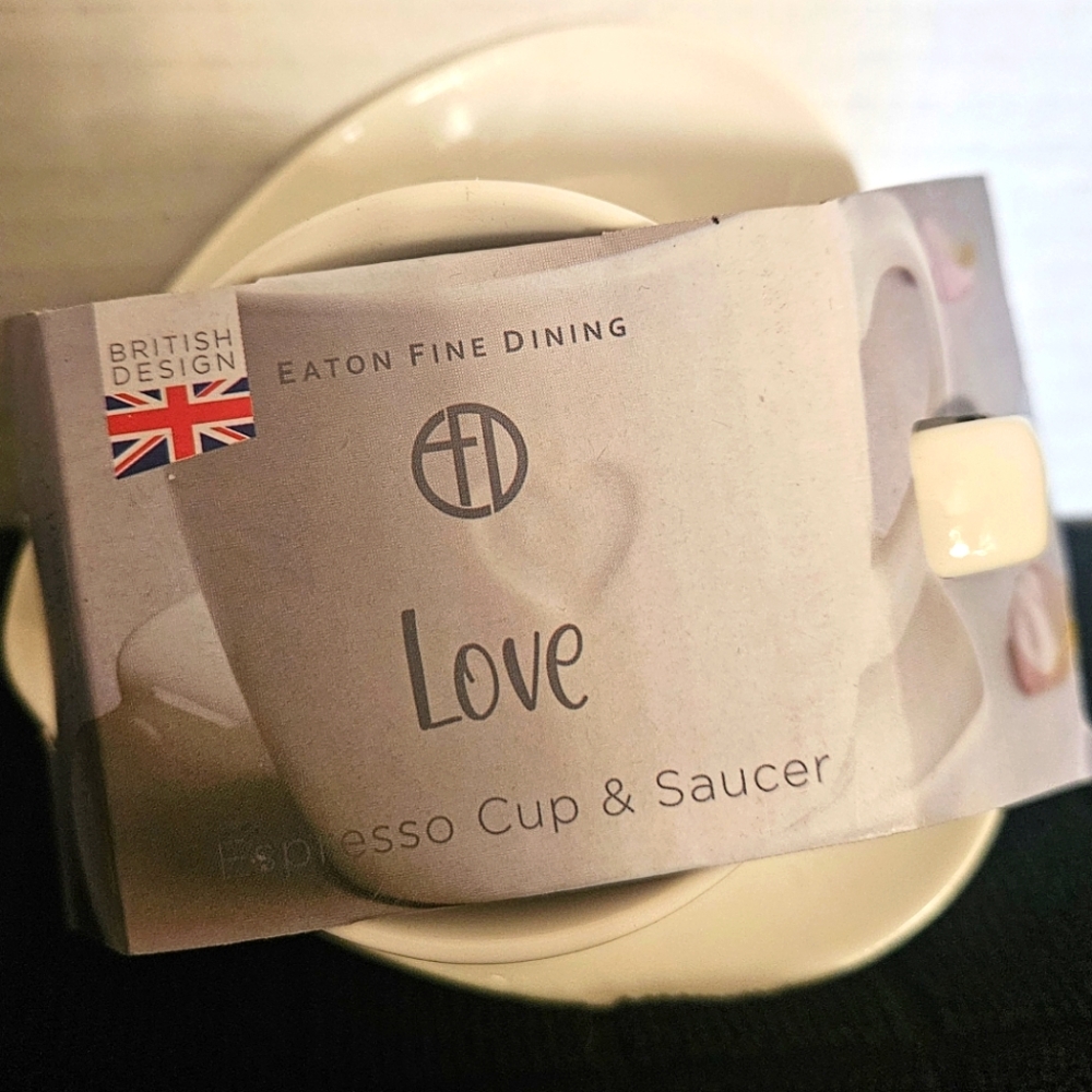 Espresso Coffee Cup & Saucer White Porcelain Heart Shaped